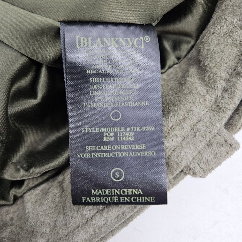 New Blank NYC Suede Moto Jacket Womens S Rosemary Green Leather Crop Blank NYC - Picture 6 of 7